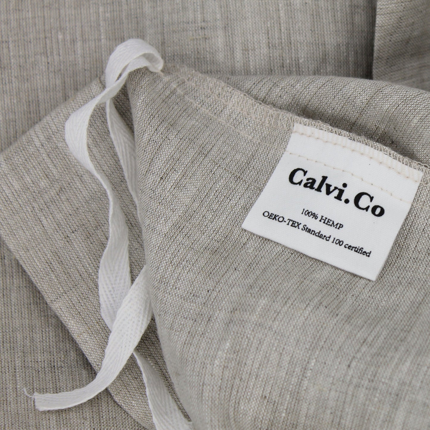 duvet quilt cover set with pillowcases in pebble natural colour with internal doona ties