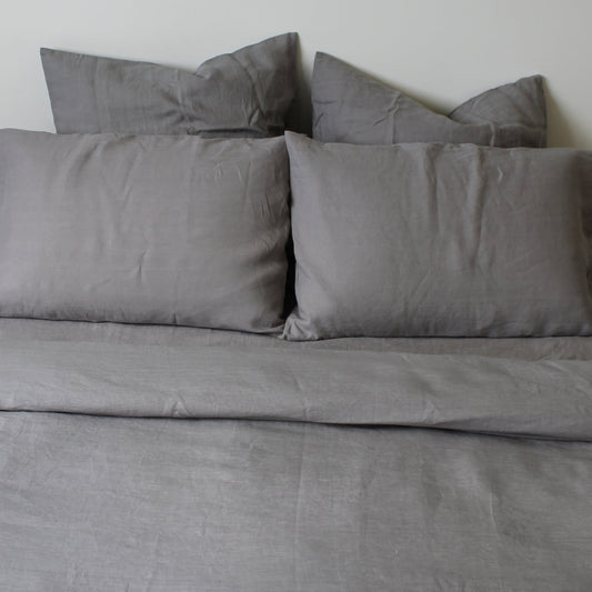pure hemp linen pillowcases in European and standard size ash grey colour
