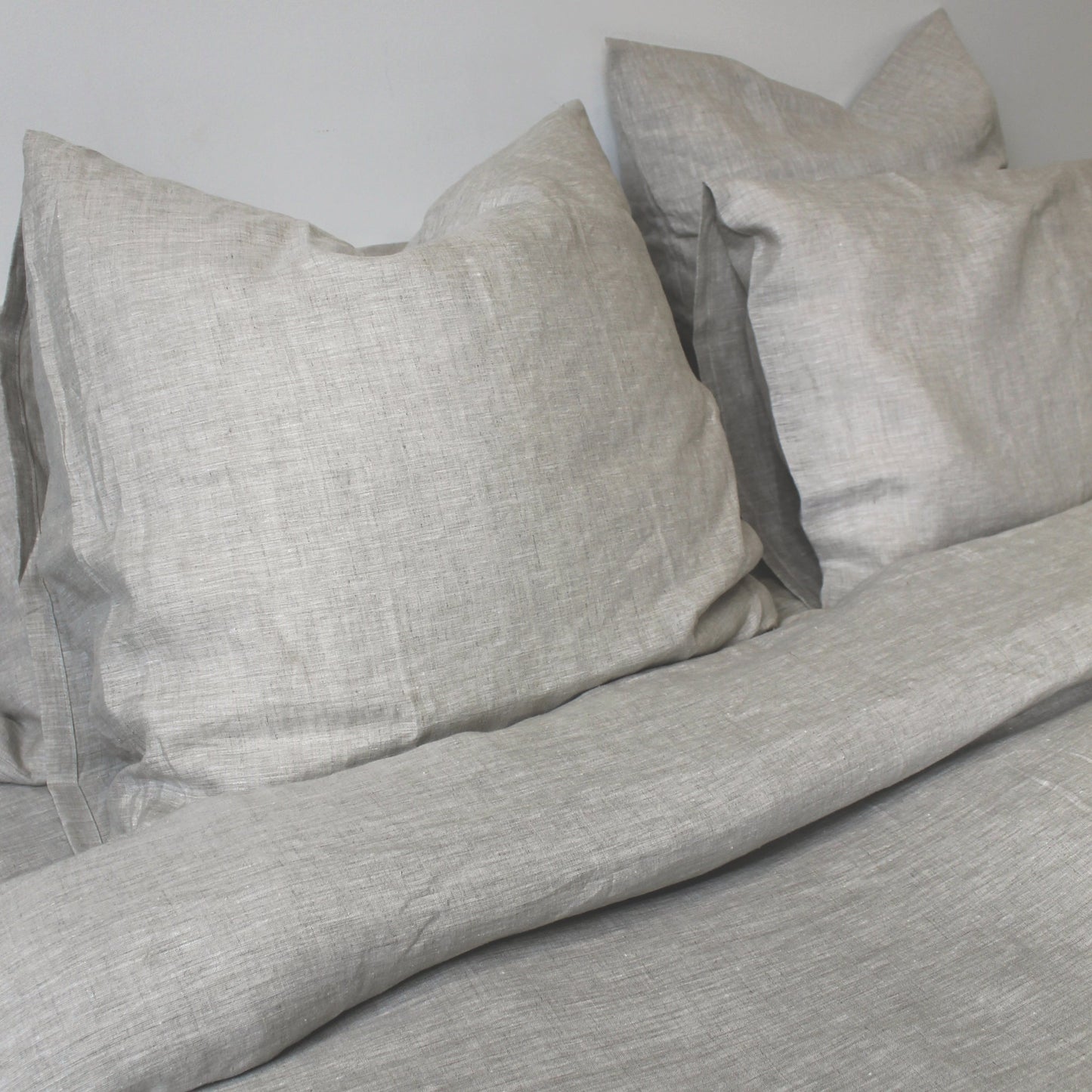 duvet quilt cover set with pillowcases in pebble natural colour