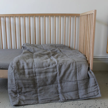 100% Hemp Quilted Blanket in Ash | Outlet 50% Off