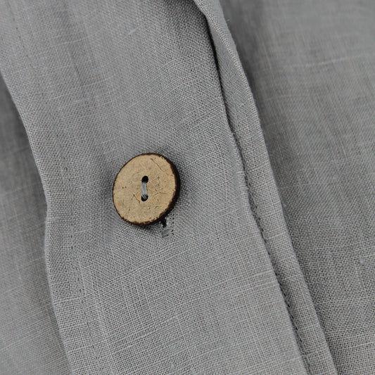 pure hemp duvet quilt cover set in ash grey with wooden button