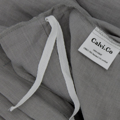 pure hemp duvet quilt cover set in ash grey with internal doona tie